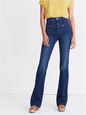High-Rise Flare Jeans in Dark Blue